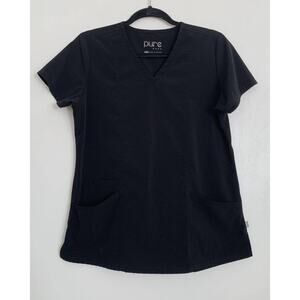 Black Pure Soft Three Pocket Scrub Top S